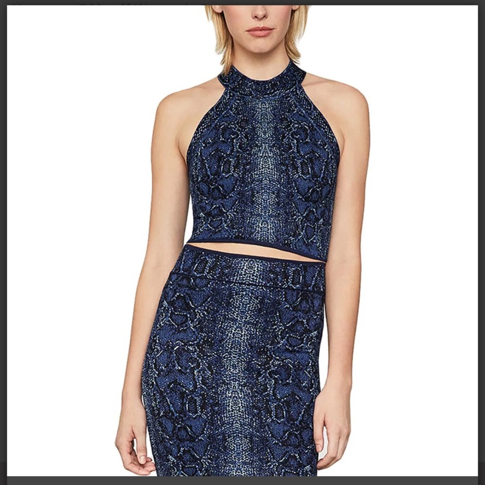 BCBGMAXAZRIA – High Neck Python Top
DARK NAVY COMBO / XXS